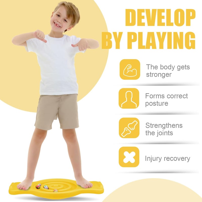 Seenelling Maze Balance Board for Kids Plastic Wobble Rocker Balance Board with Mini Balls Load 220lb Balance Game with Handles for Toddler Balancing Exercise Equipment Game, 24.5 x 11.8 Inch - Image 4